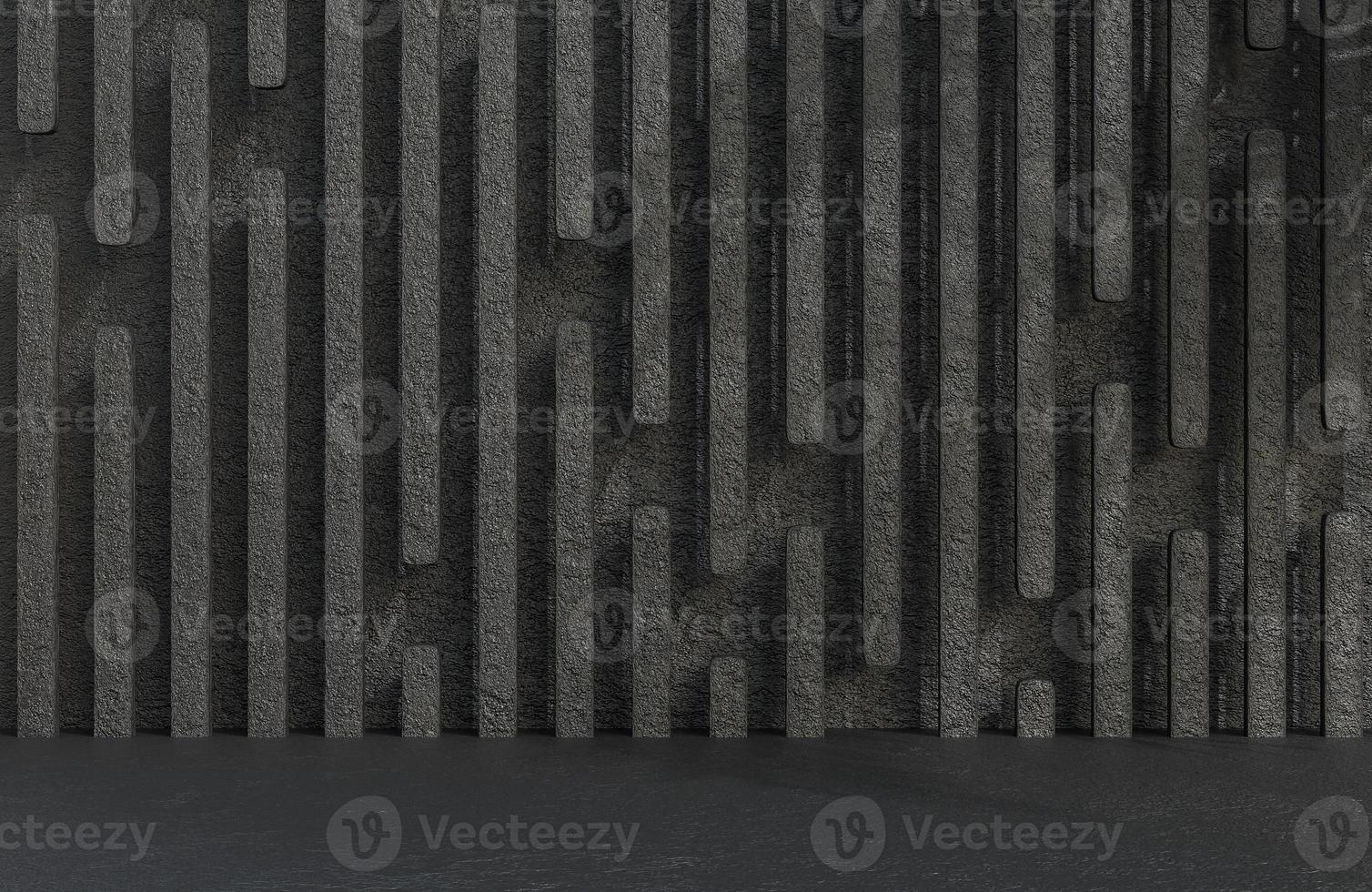 Abstract empty room black stone wall background grunge texture style.,3d model and illustration. photo