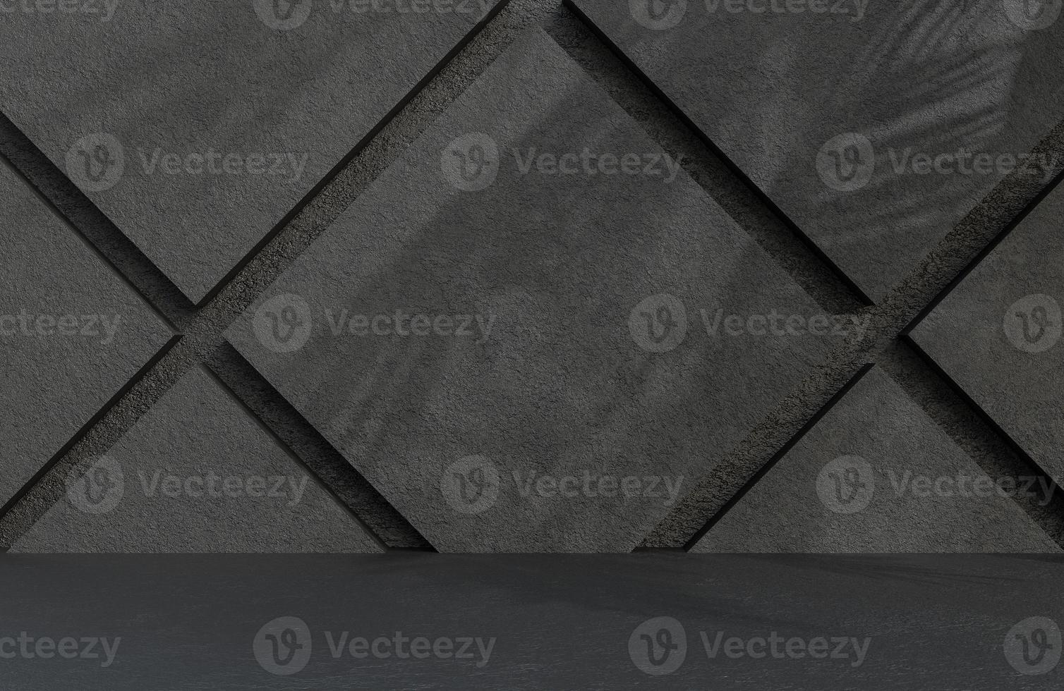 Abstract empty room black stone wall background grunge texture style.,3d model and illustration. photo