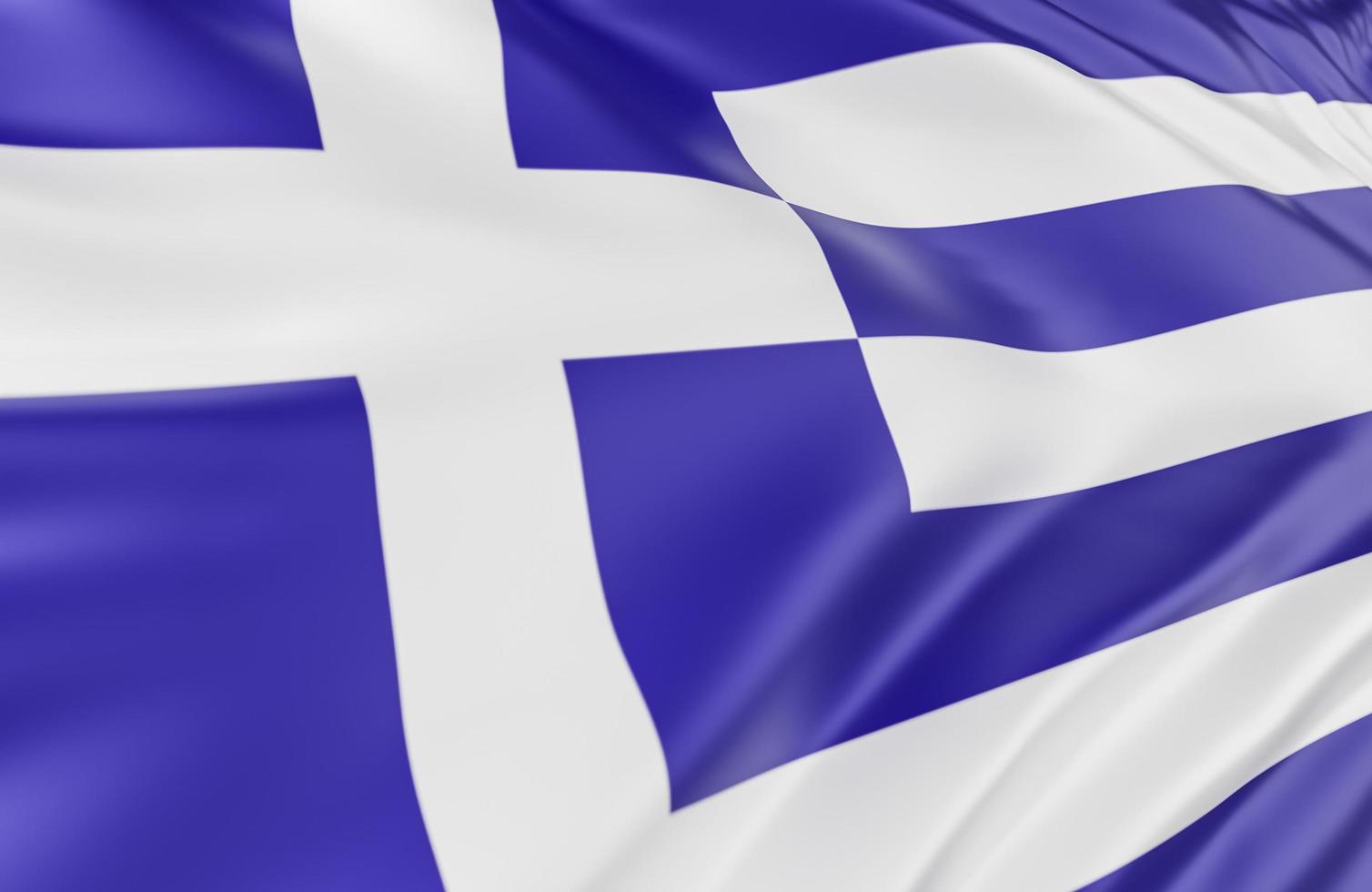 Beautiful Greece Flag Wave Close Up on banner background with copy space.,3d model and illustration. photo