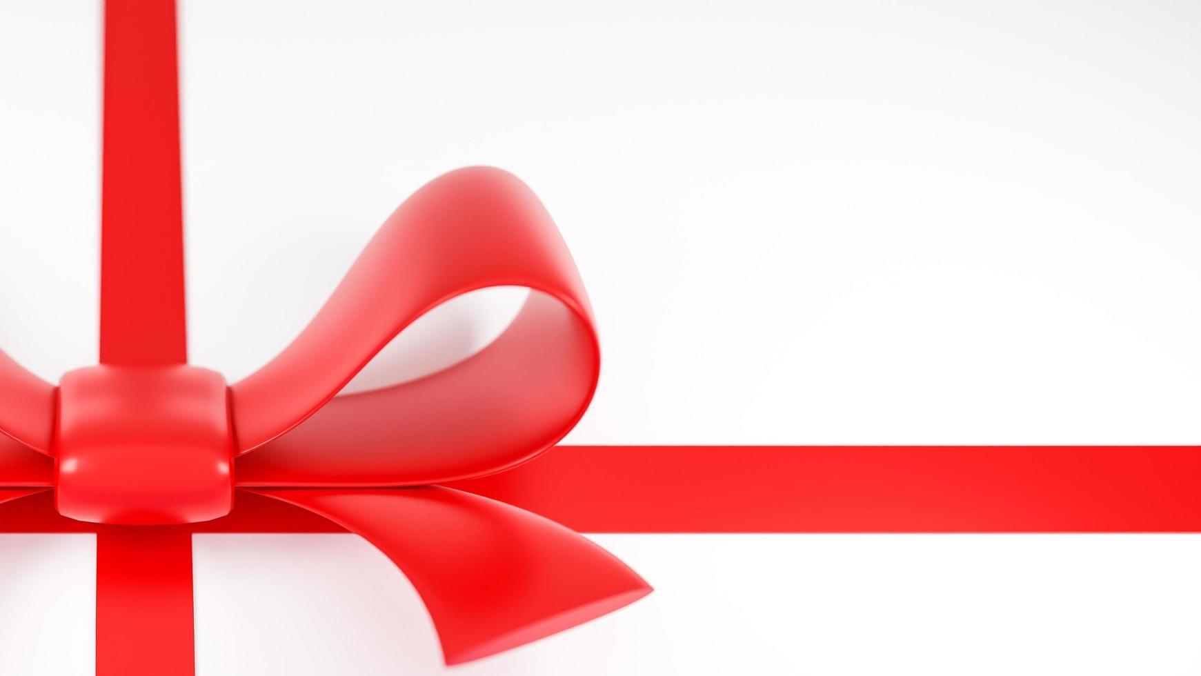 Realistic red ribbon and bow on white background.,3d model and illustration. photo