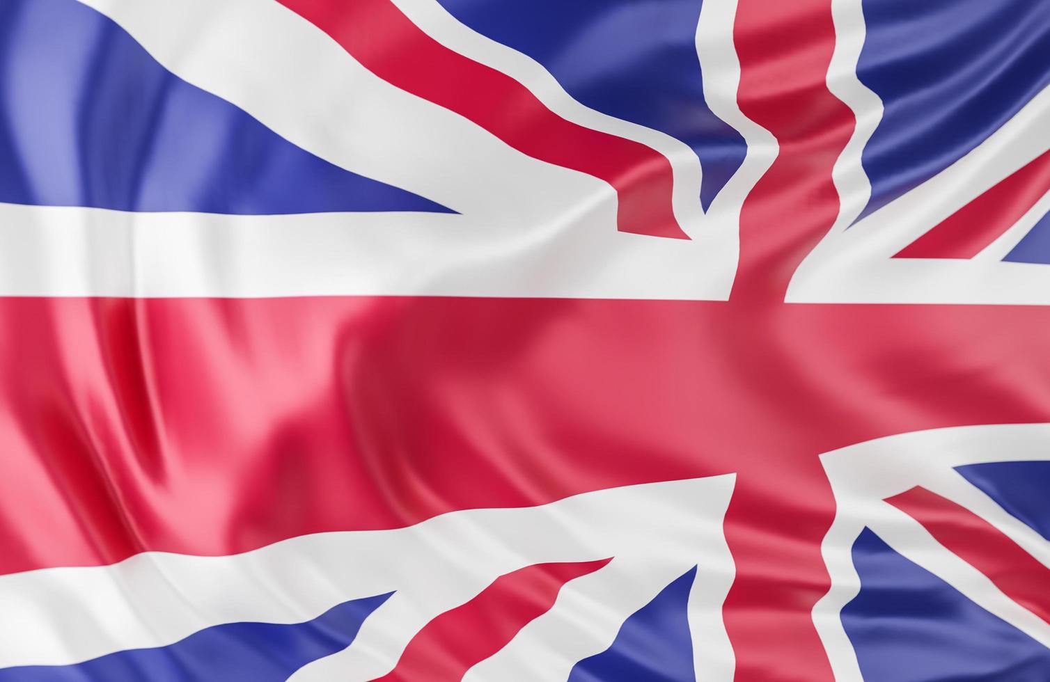 Beautiful United kingdom Flag Wave Close Up on banner background with copy space.,3d model and illustration. photo