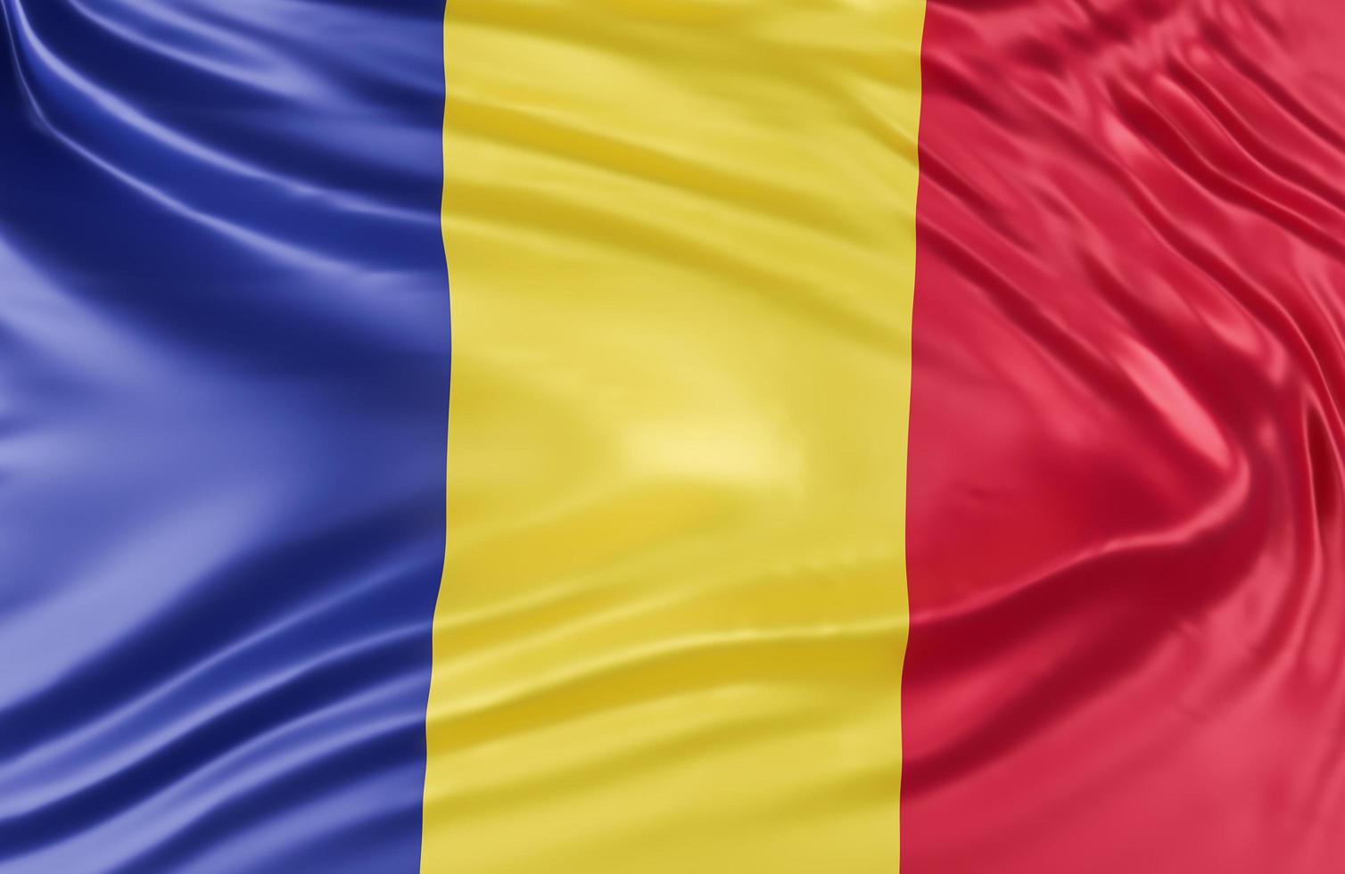 Beautiful Romania Flag Wave Close Up on banner background with copy space.,3d model and illustration. photo