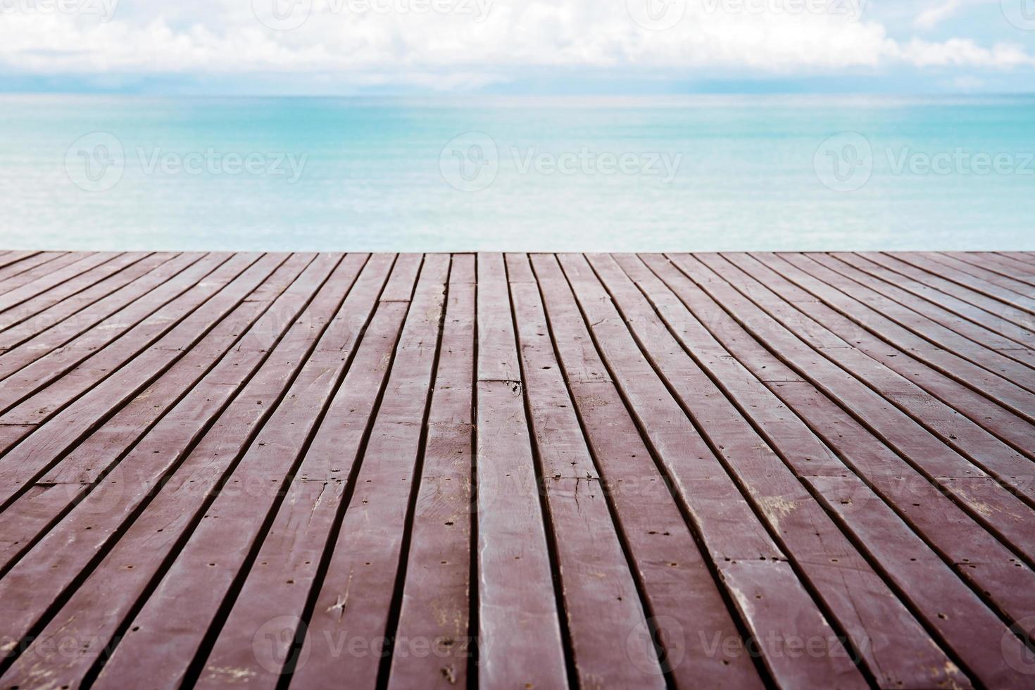 Plank at sea with sky. photo