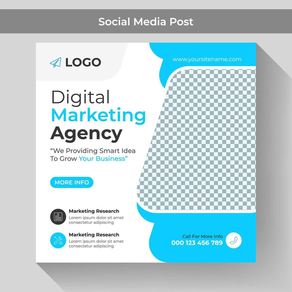 Digital marketing social media post template and business agency square banner design idea vector