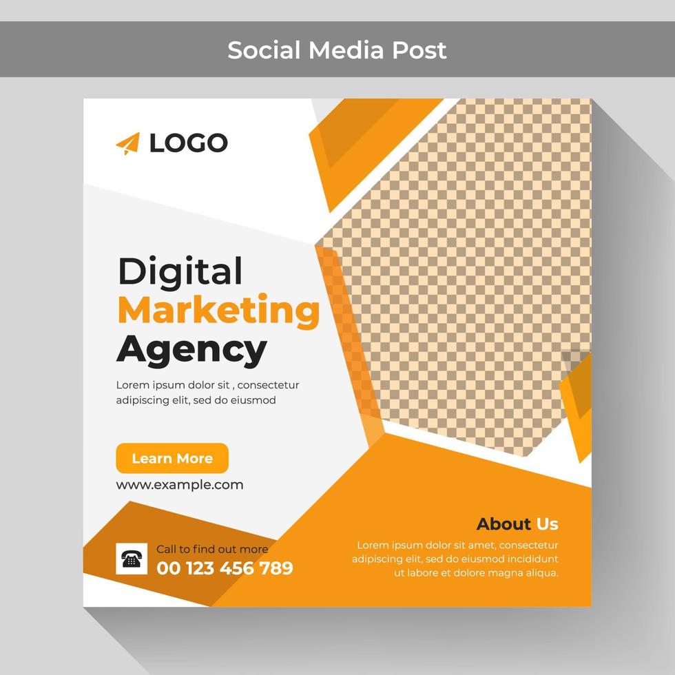 Digital marketing social media post template and business agency square banner design idea vector