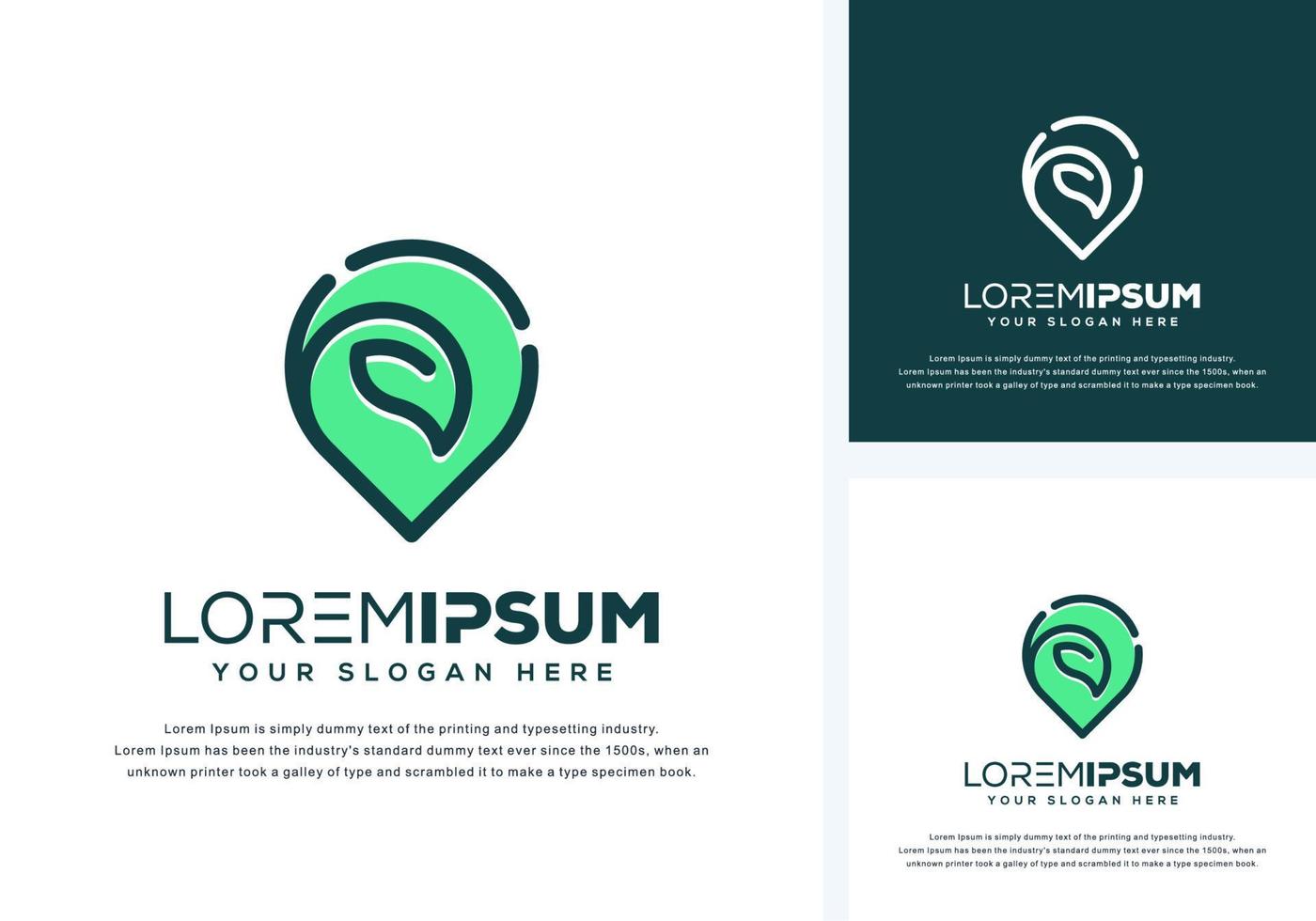 pin and leaf logo design vector