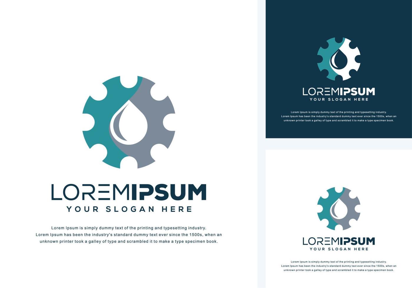 gear and drop logo design vector