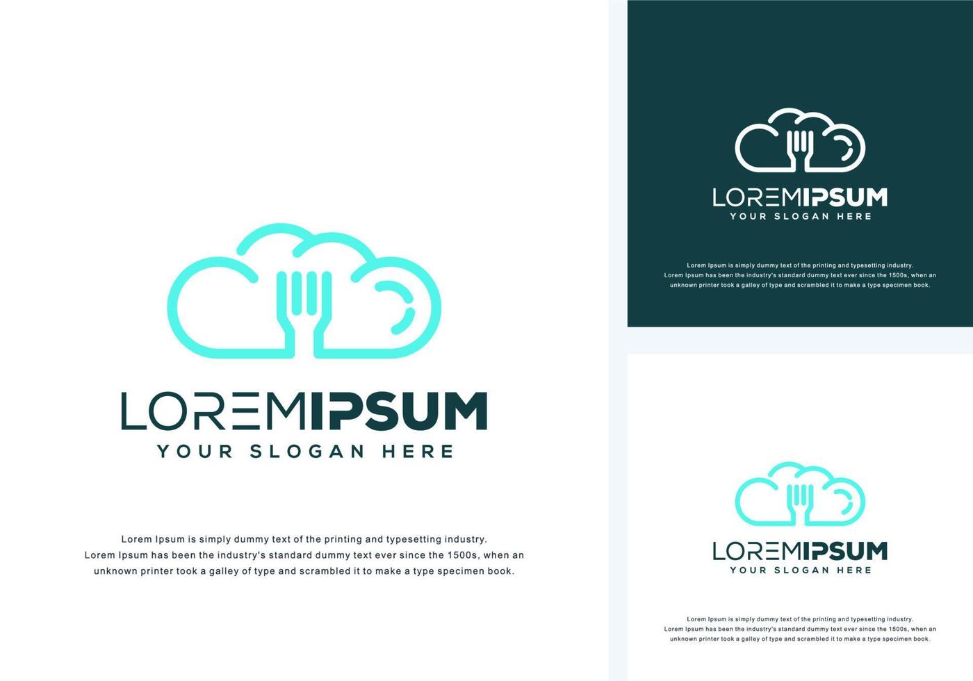 cloud and fork logo design vector