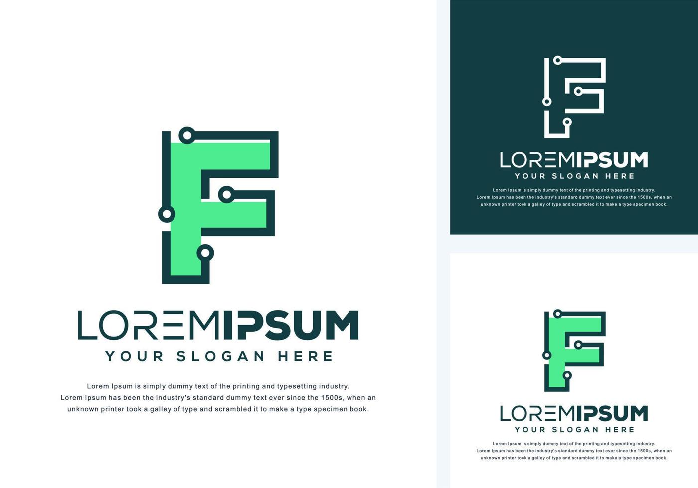 abstract letter f with tech logo design vector