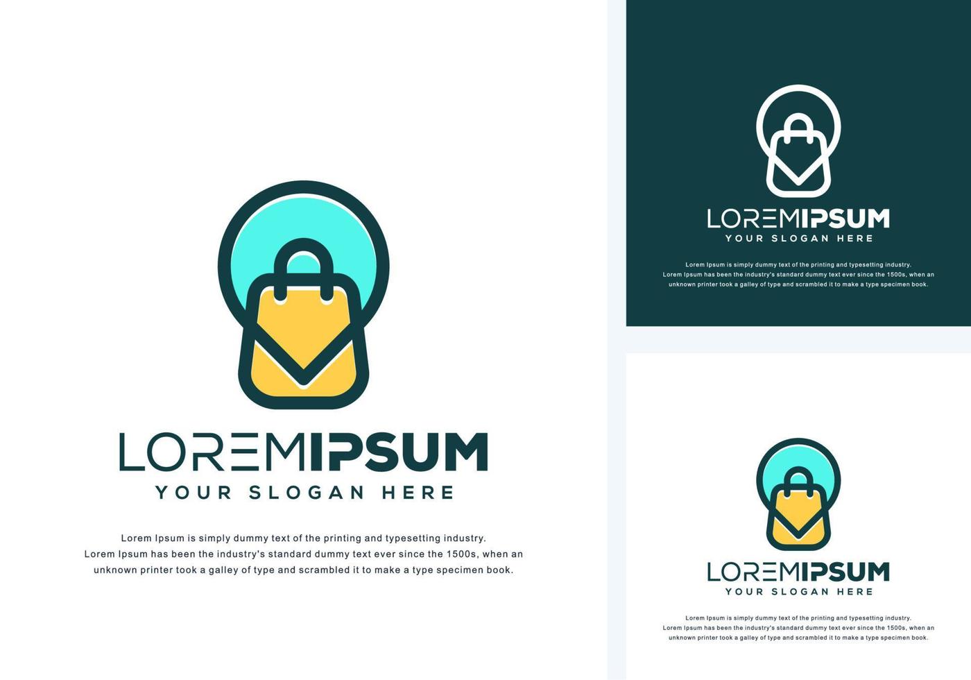 abstract pin and shop logo design vector