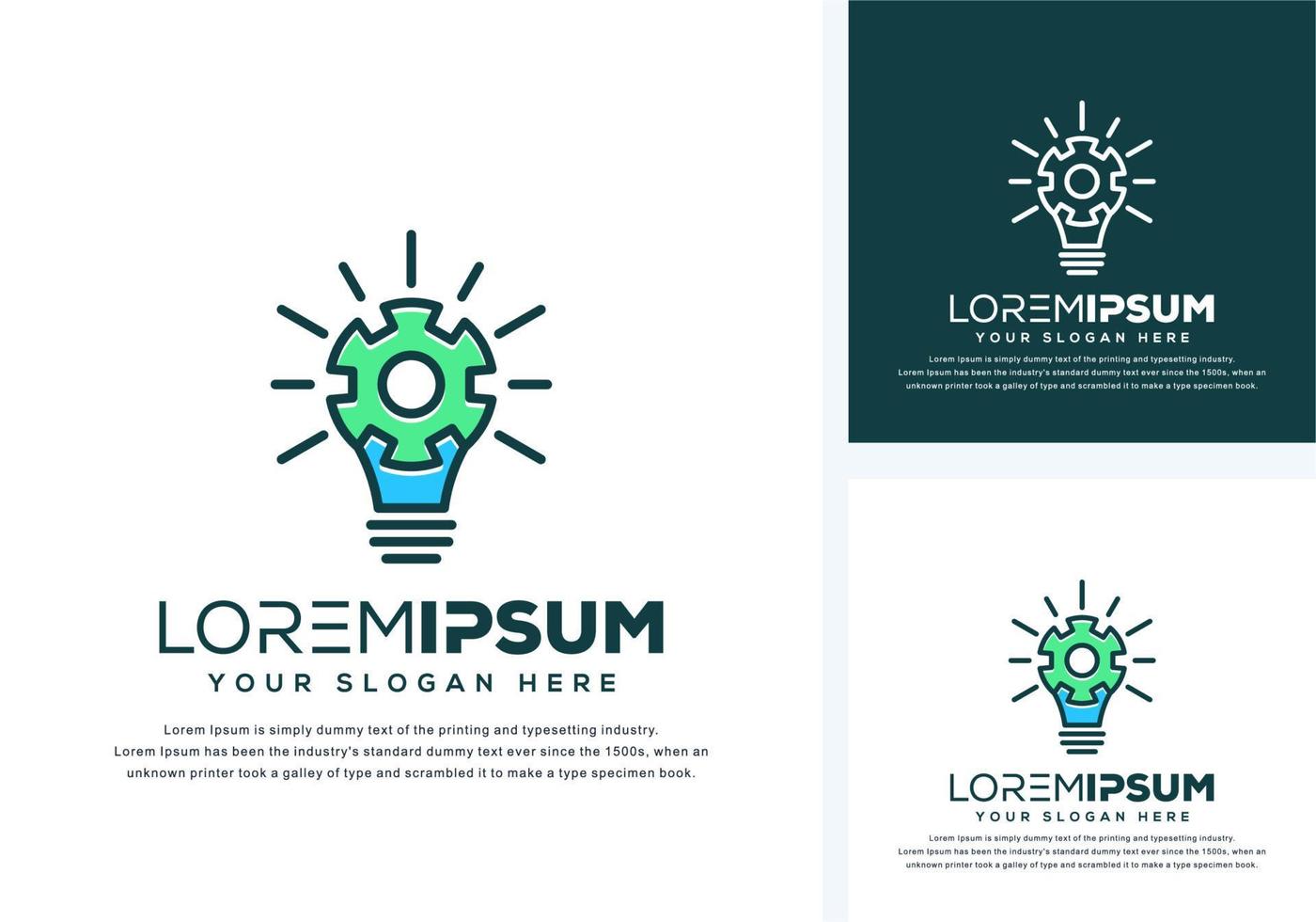 abstract bulb and gear logo design vector