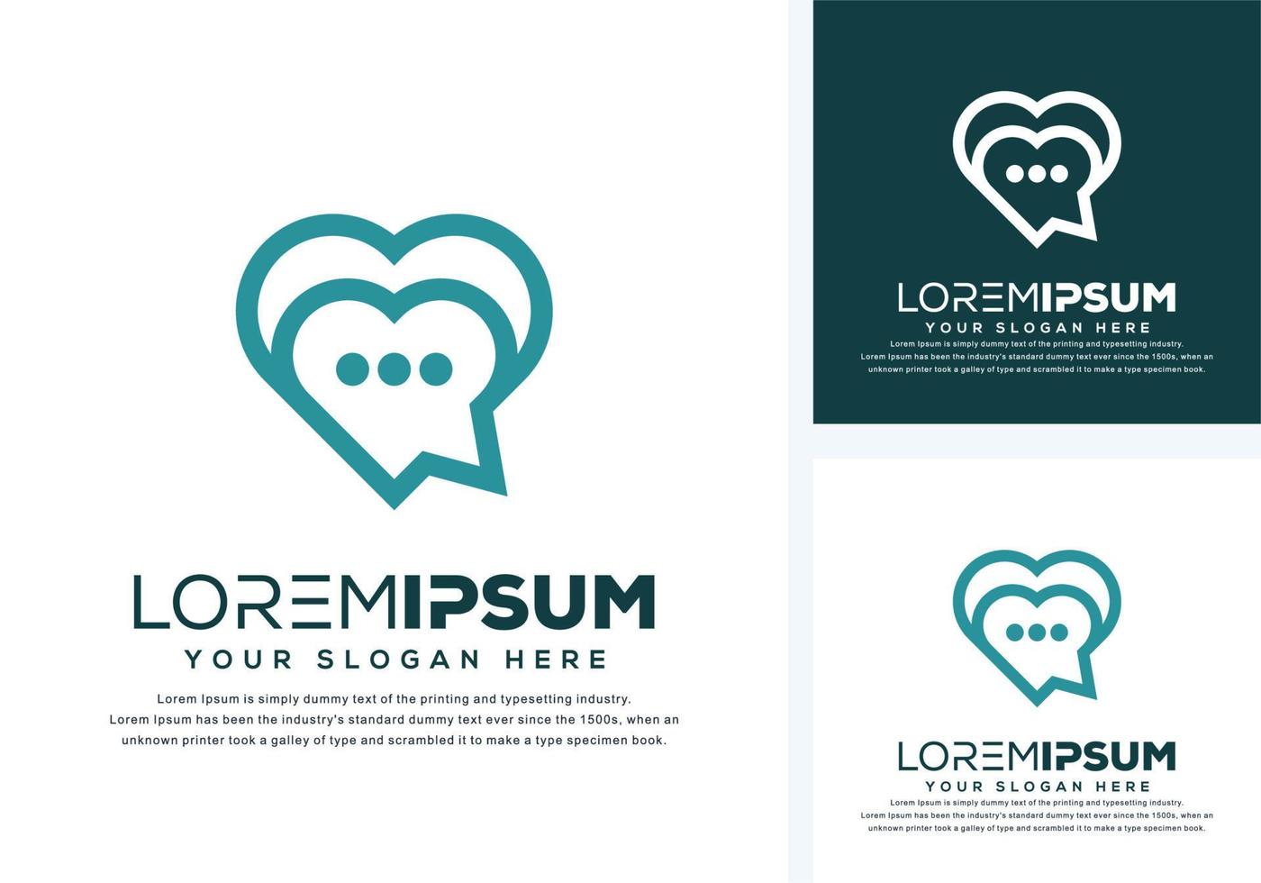 abstract love and chat logo design vector