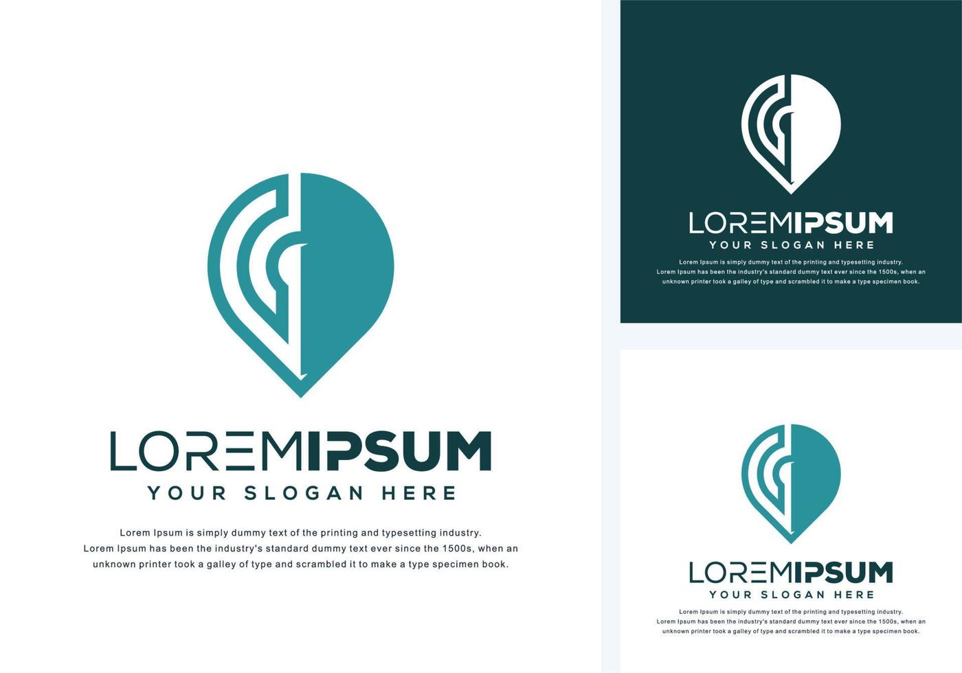 abstract pin logo design vector