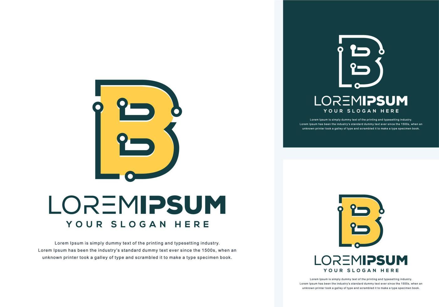 abstract letter b with tech logo design vector