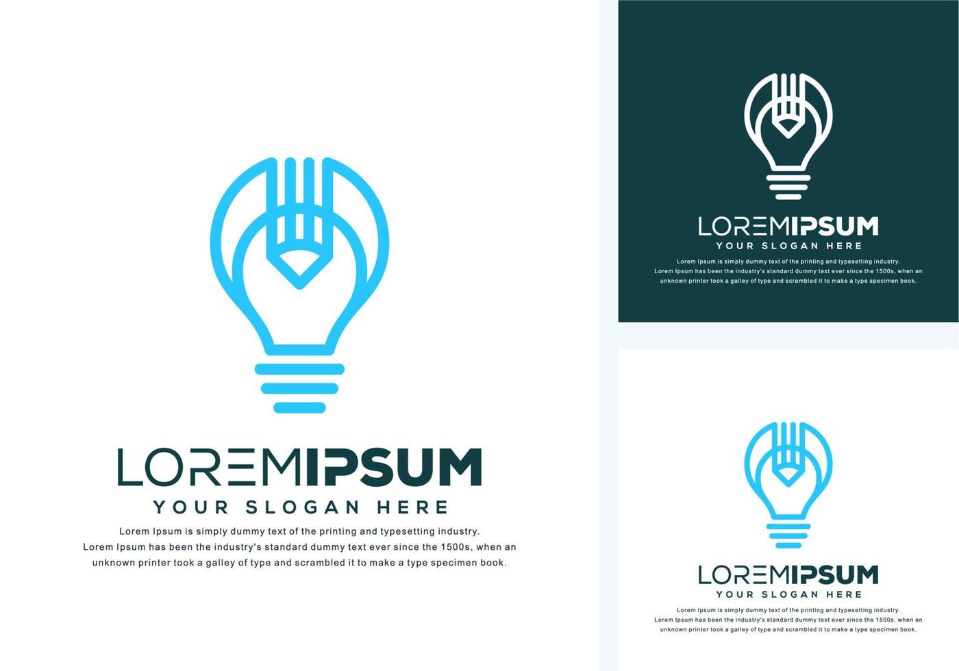 abstract bulb and pencil logo design vector