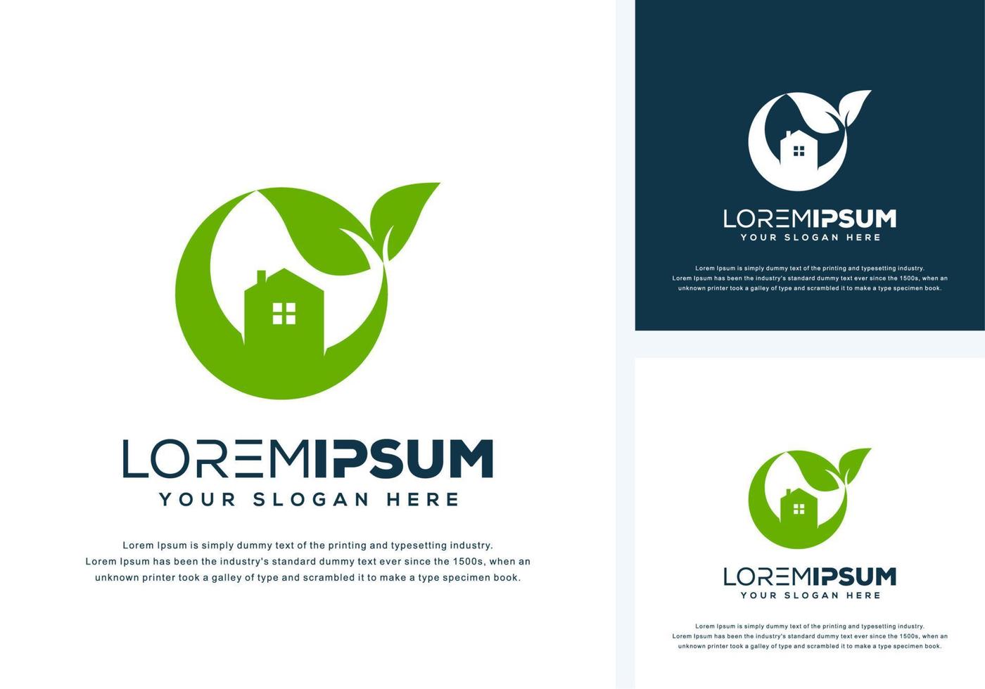 abstract house and leaf logo design vector