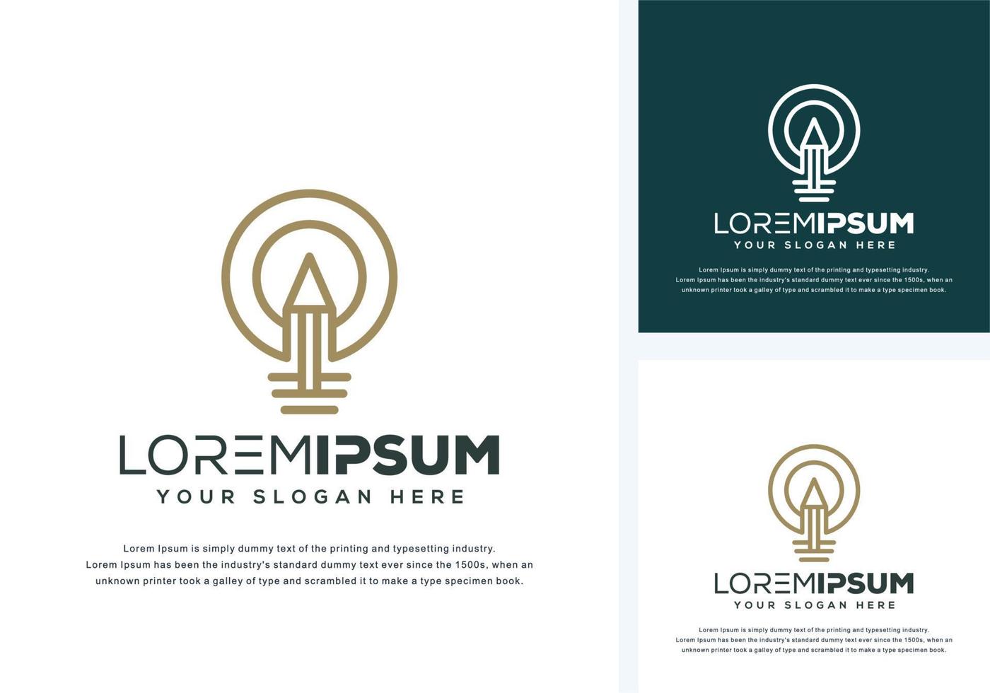 abstract bulb and pencil logo design vector