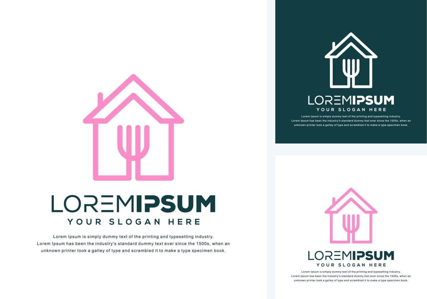 house and fork logo design vector