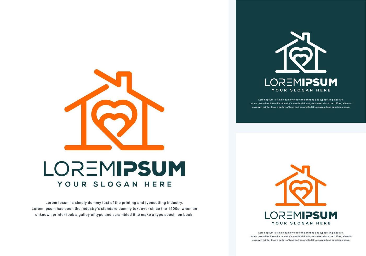 abstract love and house logo design vector