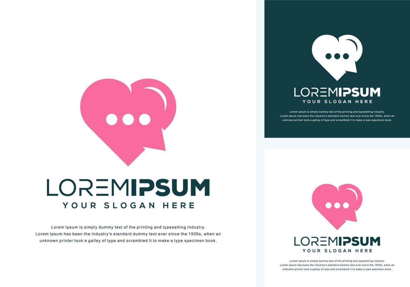 abstract love and chat logo design vector
