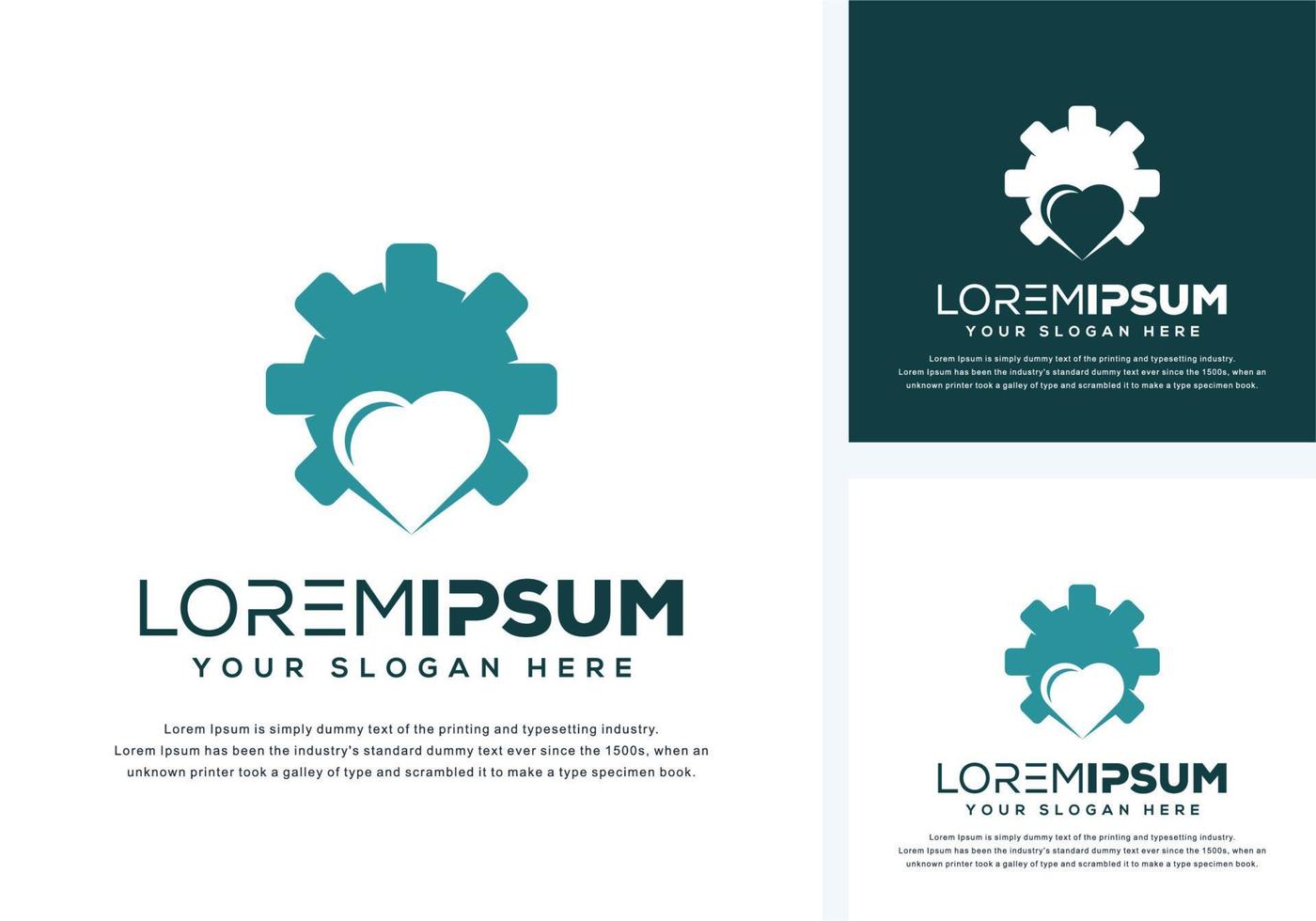 abstract gear and love logo design vector