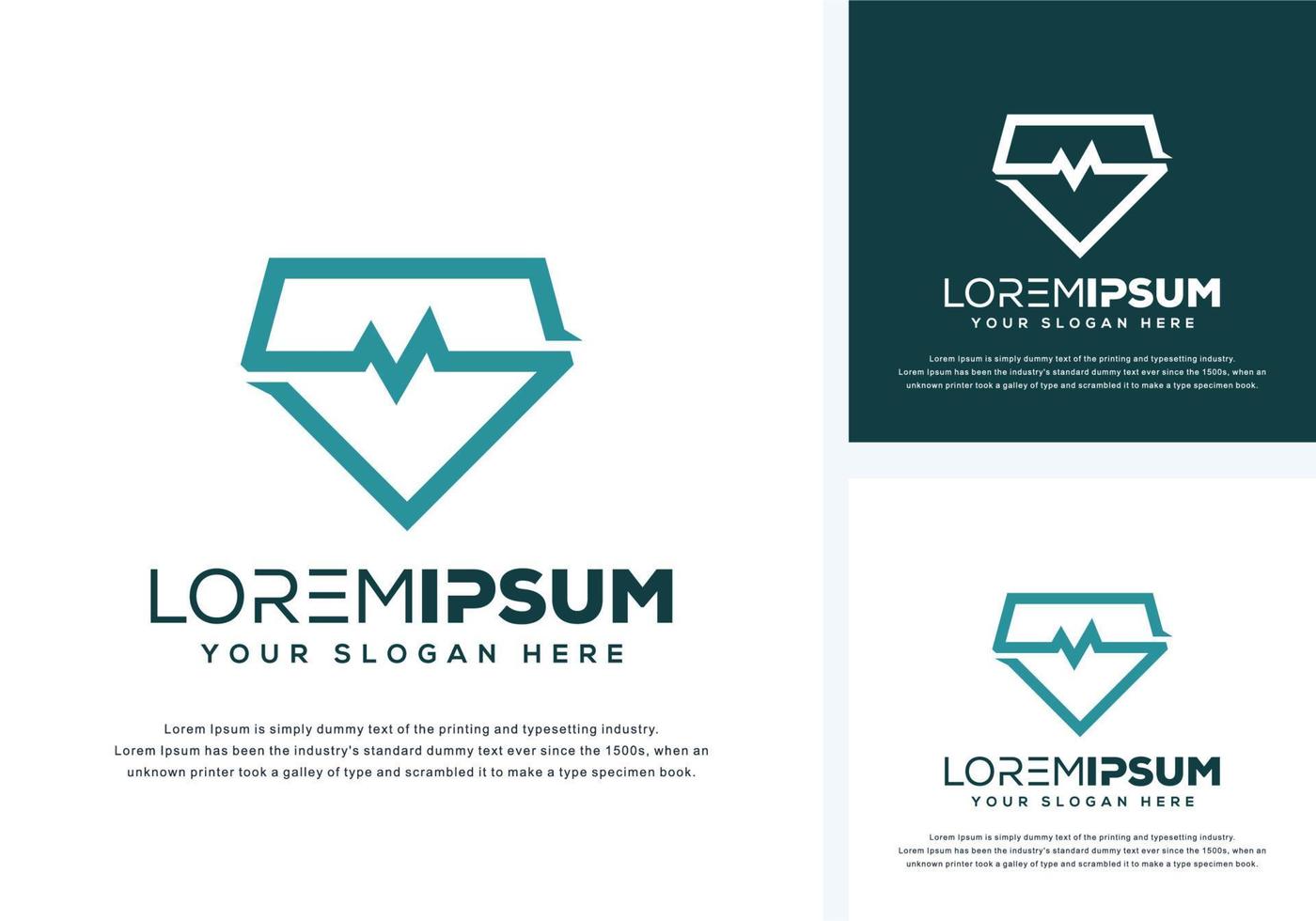 diseño de logotipo médico y diamante abstracto vector