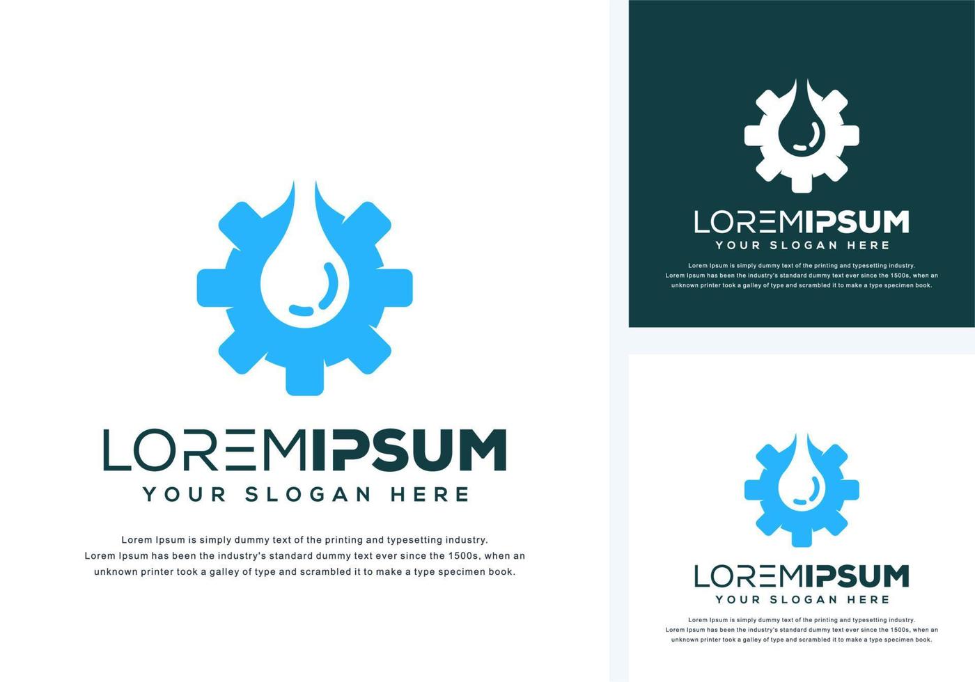 abstract gear and drop logo design vector