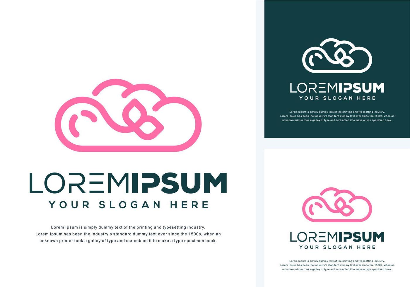 abstract cloud and leaf logo design vector