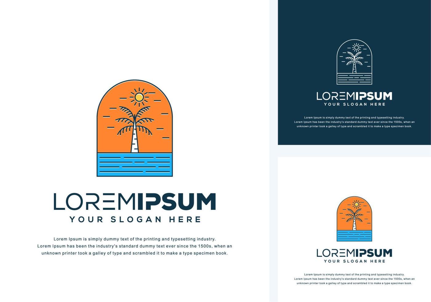 beach and sun logo design vector