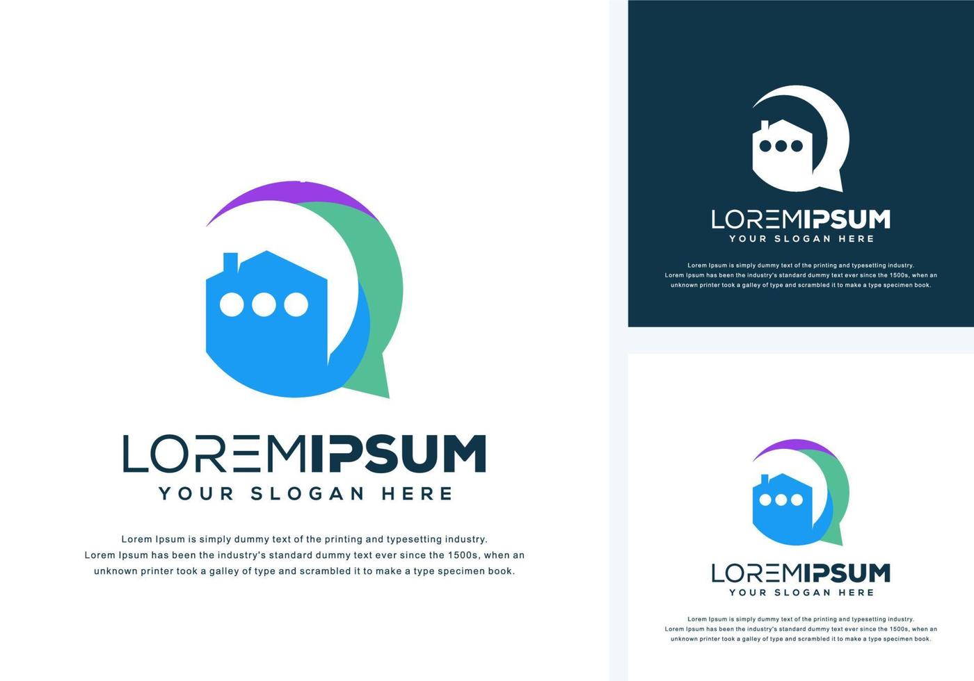 abstract chat logo design vector