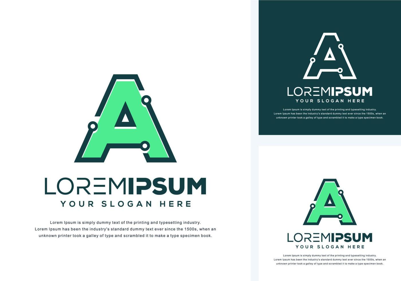 abstract letter a with tech logo design vector