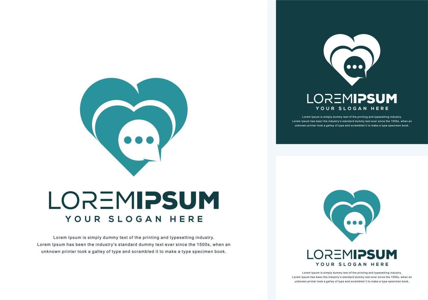 abstract love and chat logo design vector