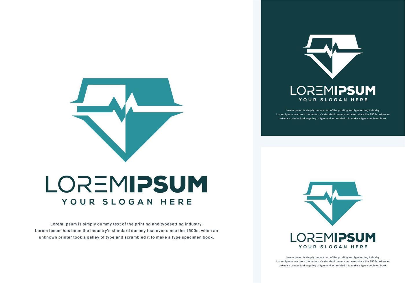 abstract diamond and medical logo design vector