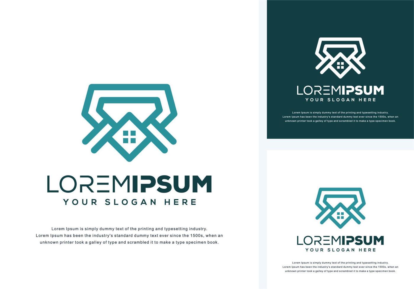 abstract diamond and house logo design vector