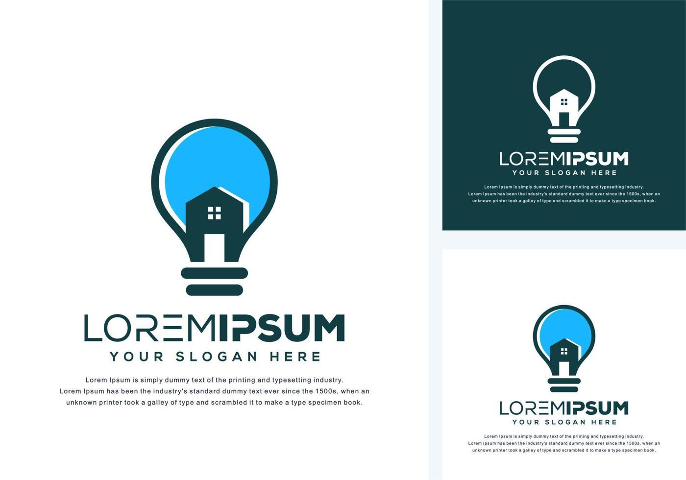 abstract bulb and house logo design vector