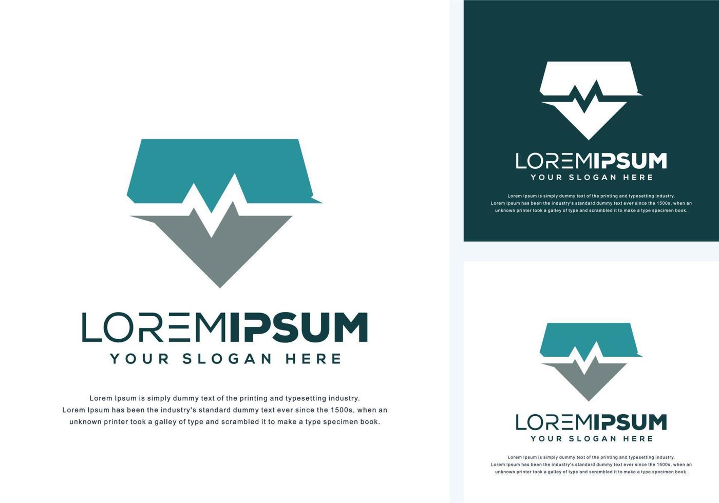 diseño de logotipo médico y diamante abstracto vector