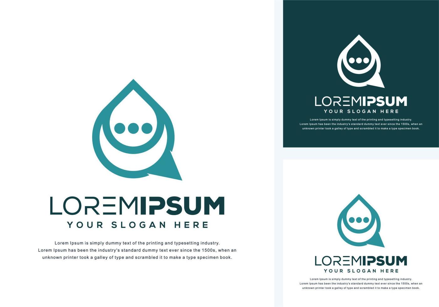 abstract drop and chat logo design vector