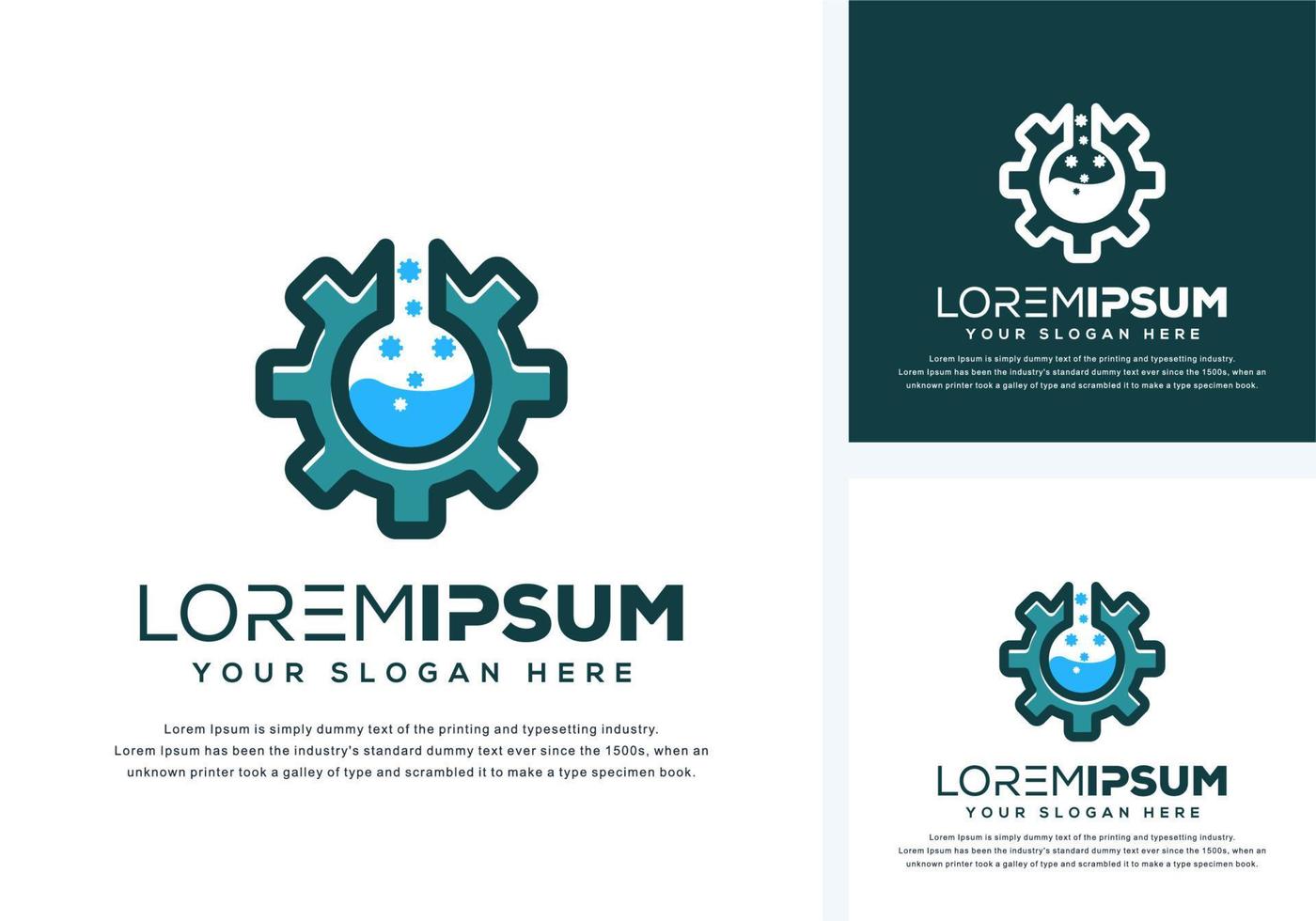 abstract gear and lab logo design vector