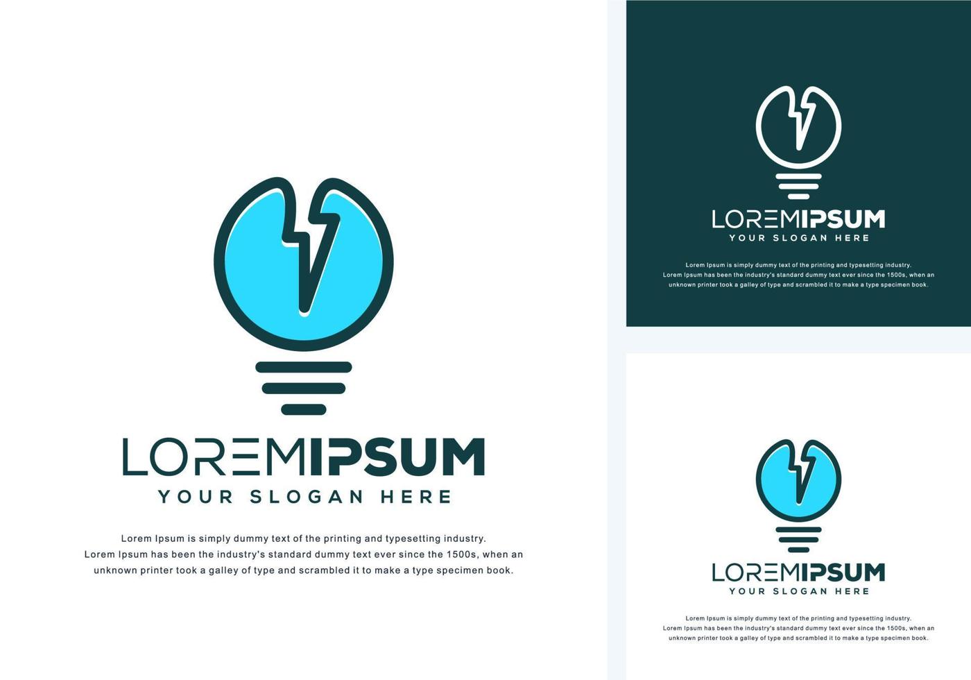 abstract bulb and thunder logo design vector