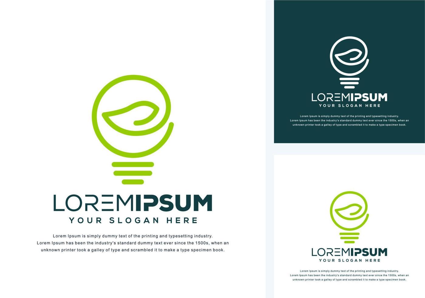 abstract bulb and leaf logo design vector