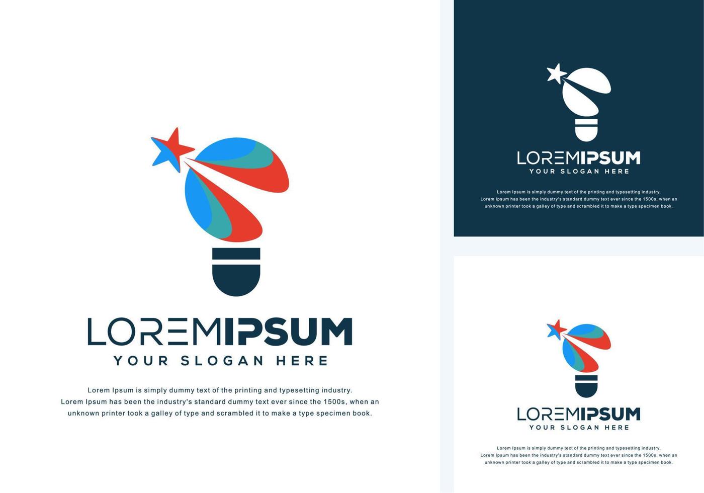 modern bulb and star logo design vector