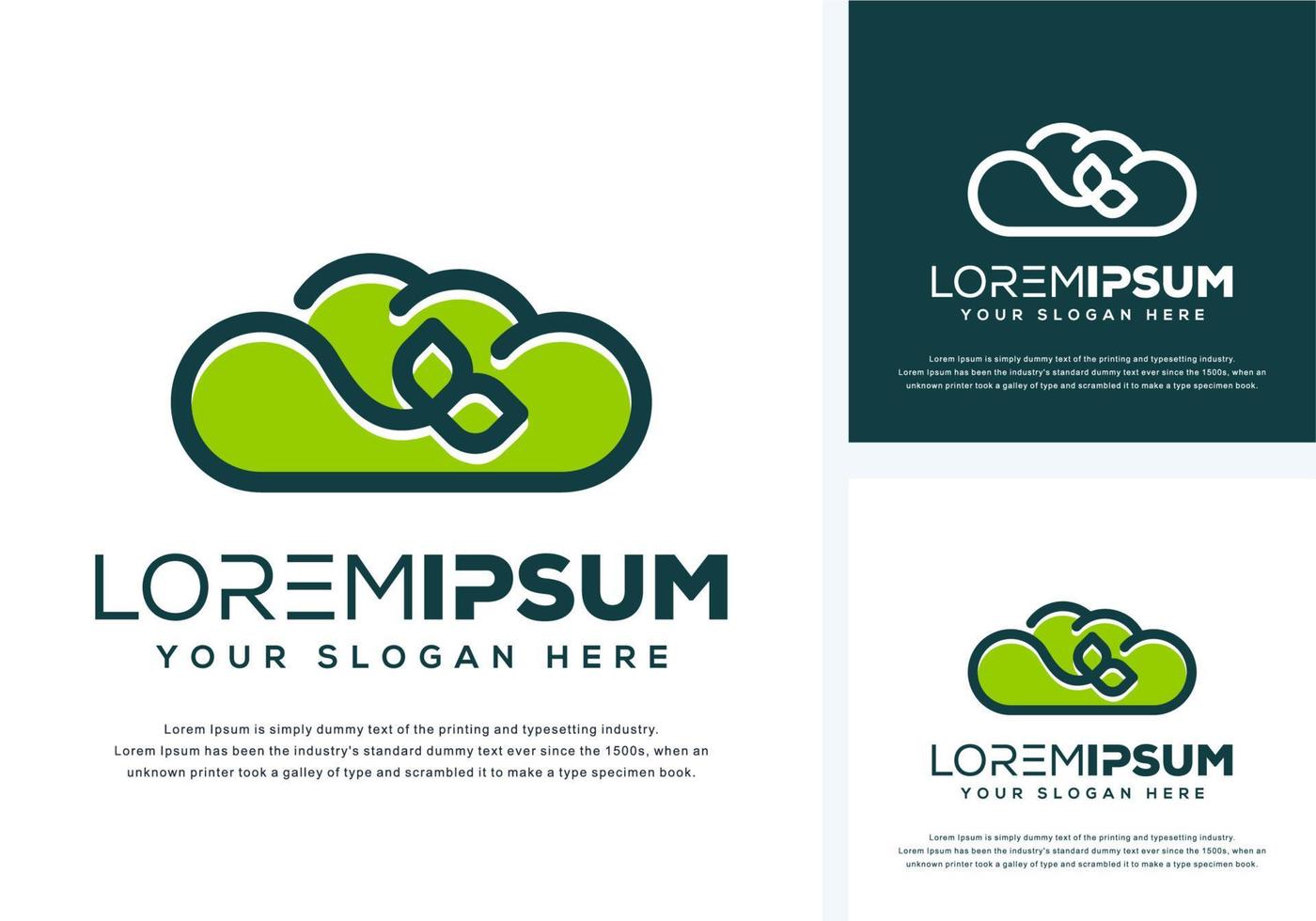 abstract cloud and leaf logo design vector
