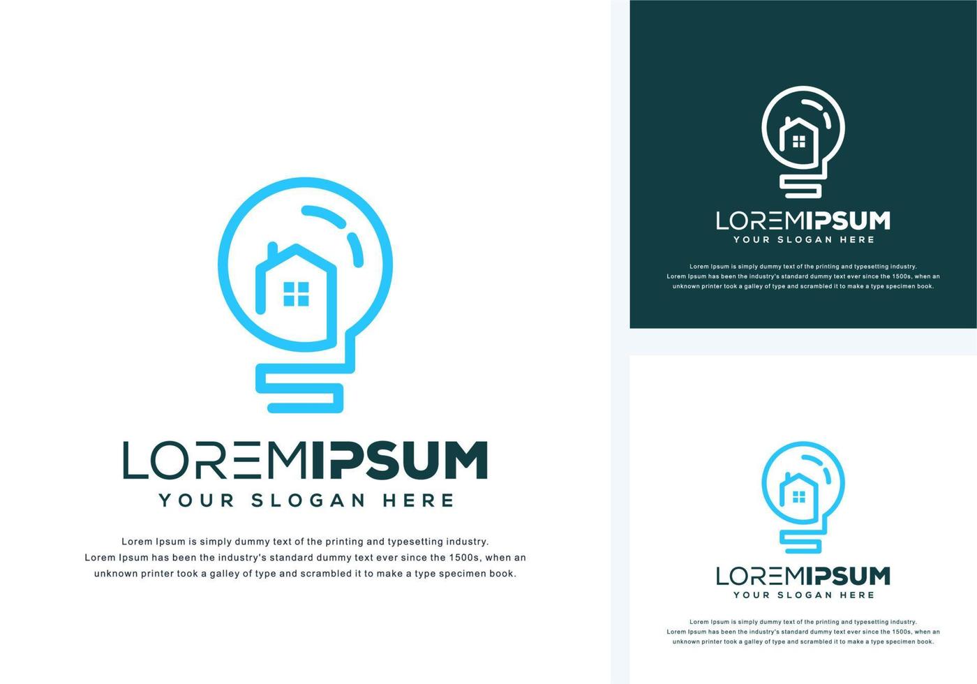 abstract bulb and house logo design vector