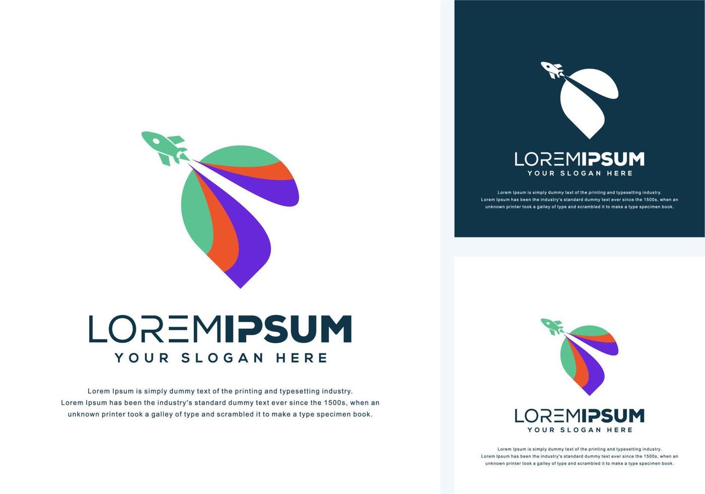 modern pin and rocket logo design vector