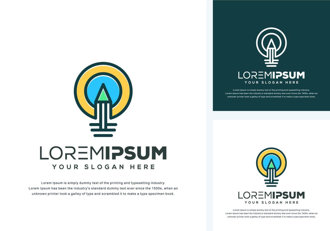 abstract bulb and pencil logo design vector