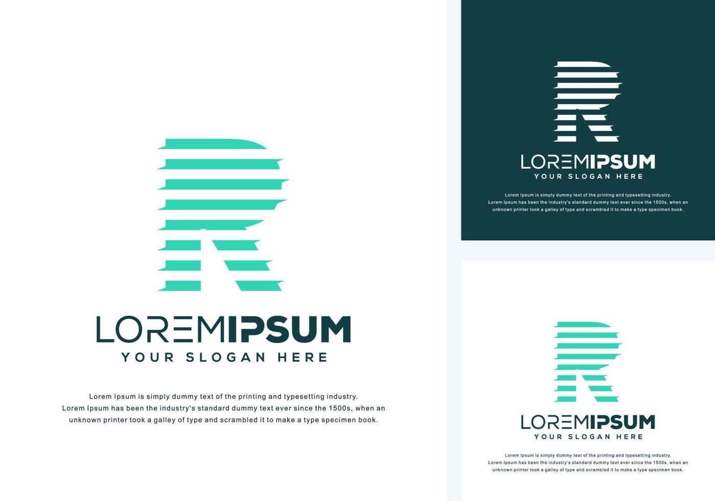 modern letter r with tech logo design vector