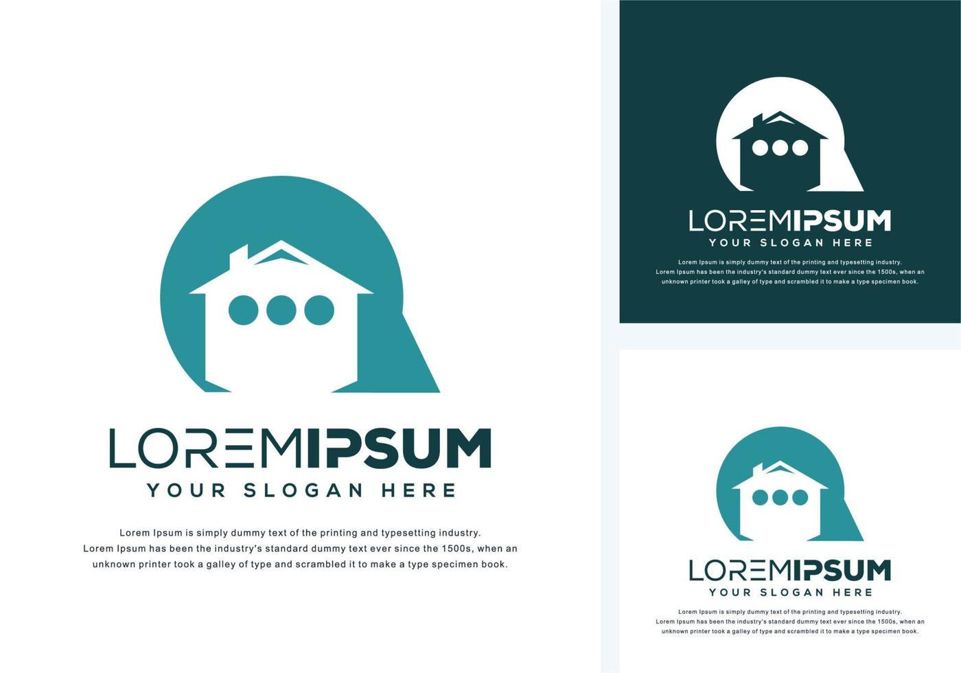 abstract house and chat logo design vector