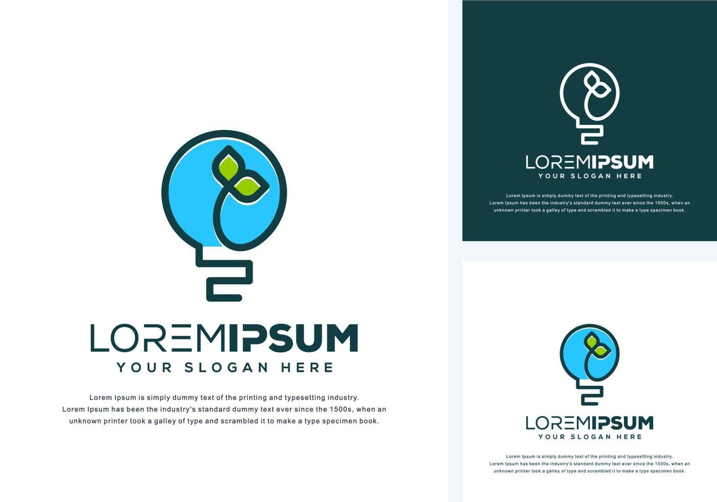 abstract bulb and leaf logo design vector