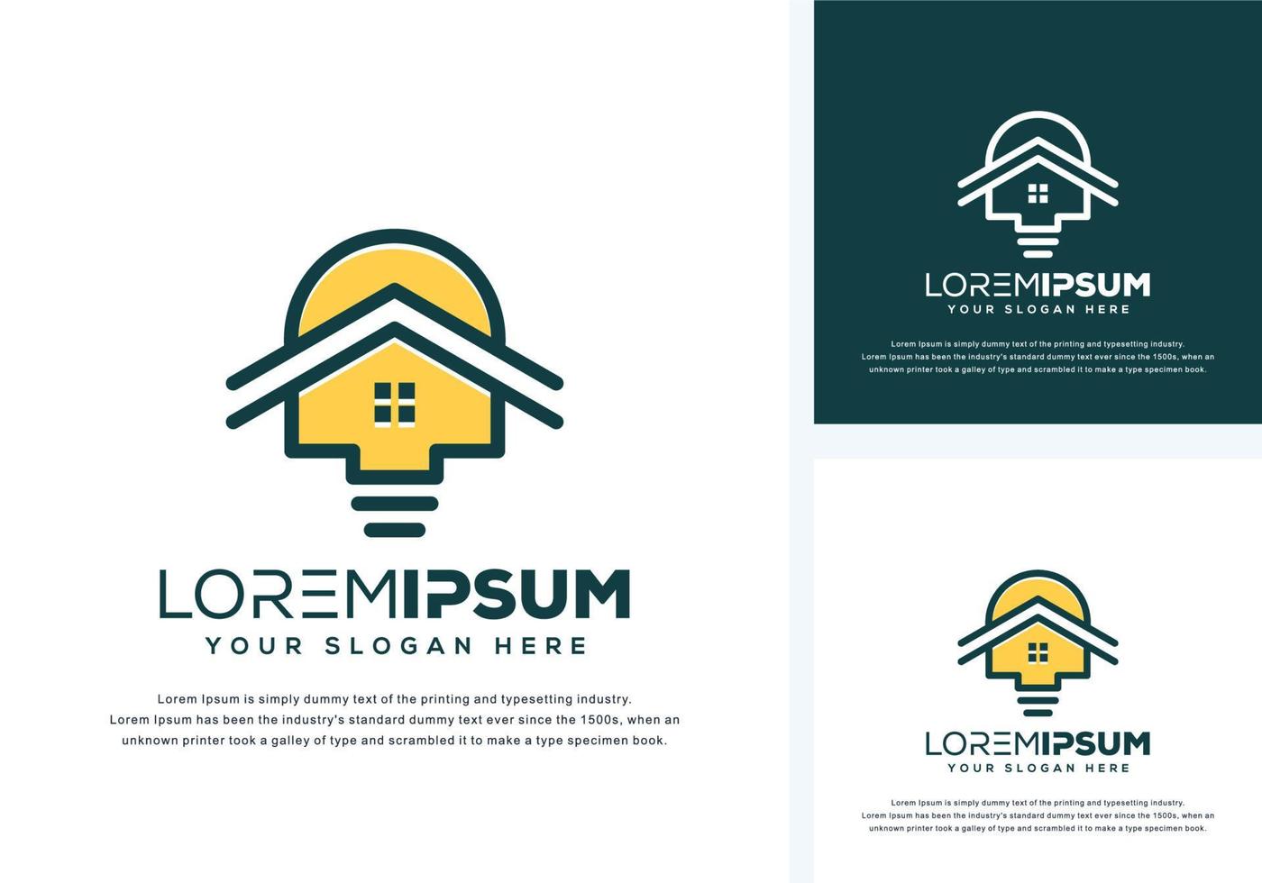 abstract bulb and house logo design vector