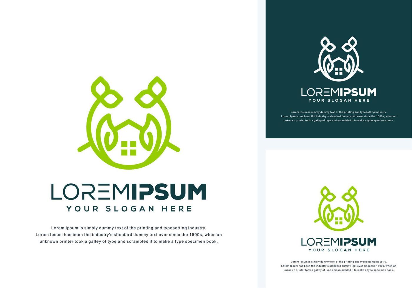 abstract house and leaf logo design vector